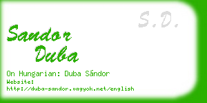 sandor duba business card